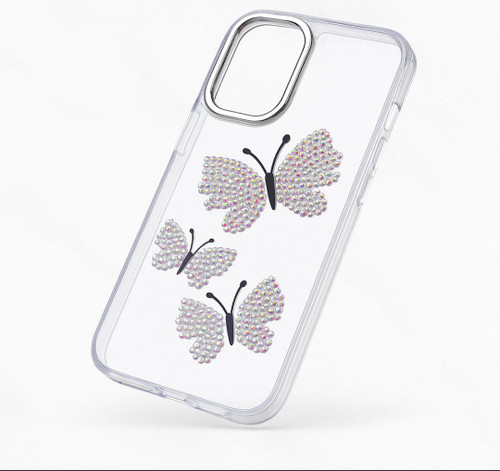 قاب گوشی سامسونگ Galaxy A16 دخترانه بیرنگ شفاف طرح پروانهای برجسته اکریلیک فانتزی محافظ موبایل