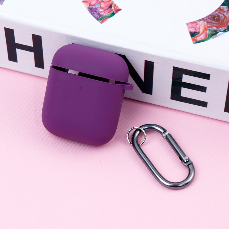 محافظ ایرپاد AirPods 1/2 سیلیکونی - بادمجانی