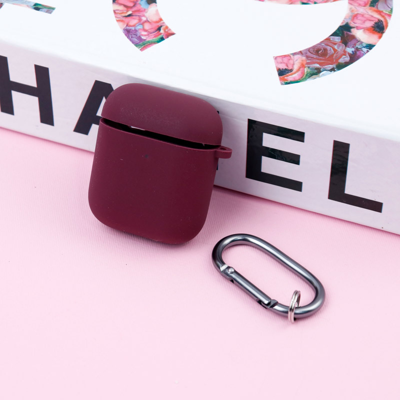 محافظ ایرپاد  AirPods 1/2 سیلیکونی - زرشکی