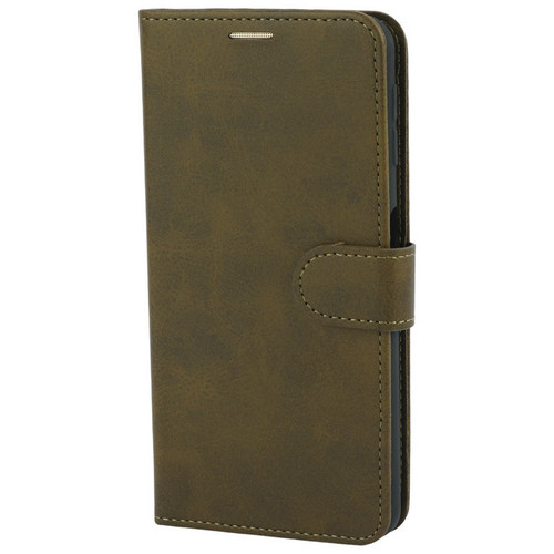 کیف کتابی کلاسوری چرمی مگنتی محافظ لنزدار سامسونگ Galaxy A7 2018 - زیتونی