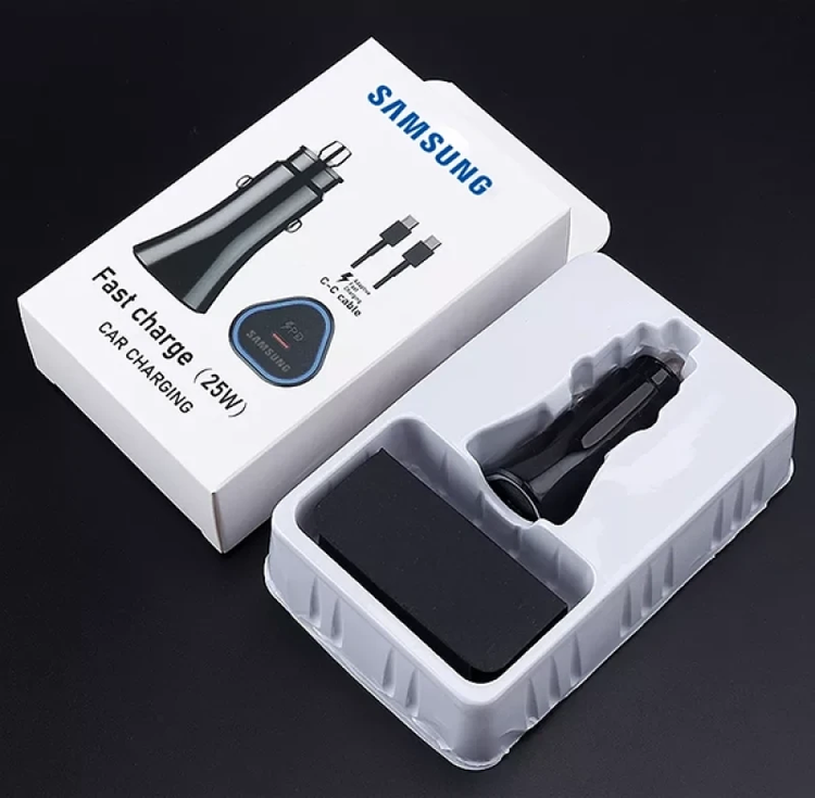شارژر فندکی 25 وات سامسونگ مدل EP-L502 همراه با کابل دو سر تایپ سی