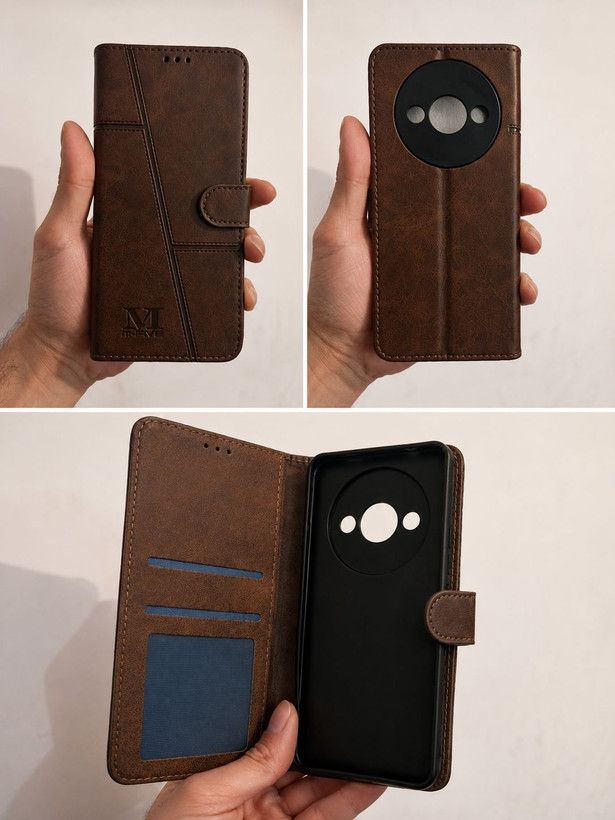 کیف کتابی کلاسوری چرمی مگنتی محافظ لنزدار شیائومی Redmi A3